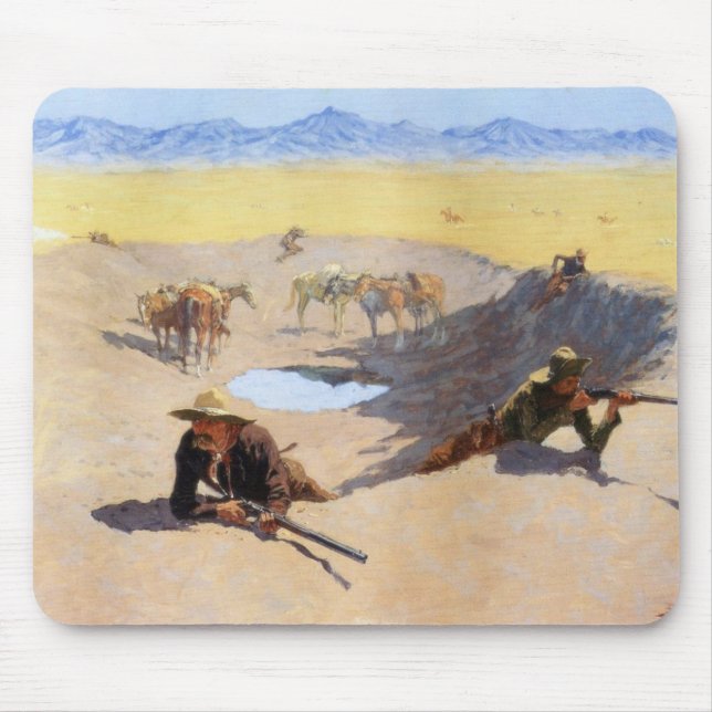 Fight for the Water Hole (by Frederic Remington) Mouse Pad (Front)
