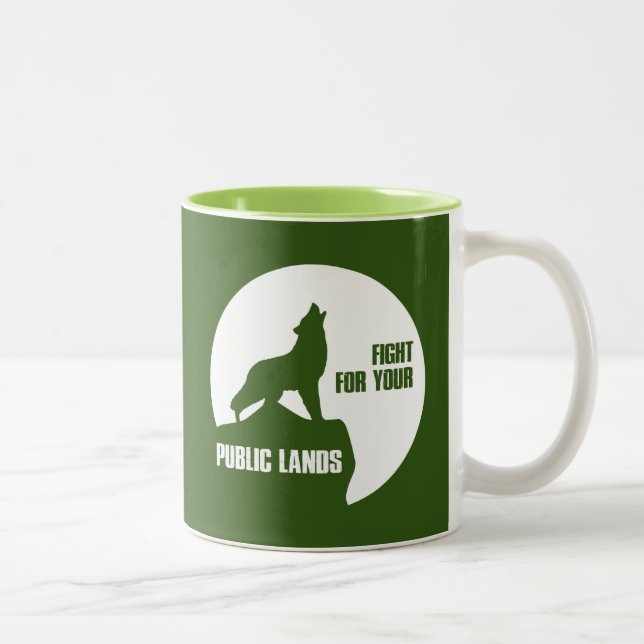 Fight For Your Public Lands Wolf Two-Tone Coffee Mug (Right)
