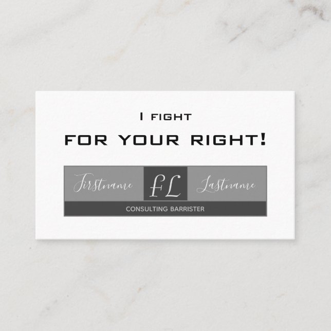 Fight for your right lawyer, advocate, barrister business card (Front)
