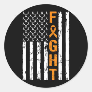 Fight Funny Leukaemia Awareness Aamerica Usa Flag Classic Round Sticker