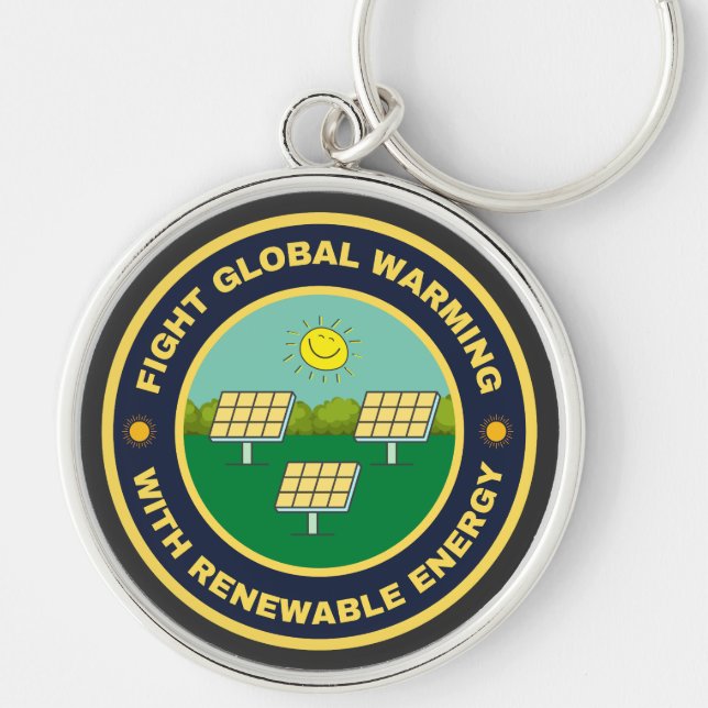 Fight global warming solar power key ring (Front)