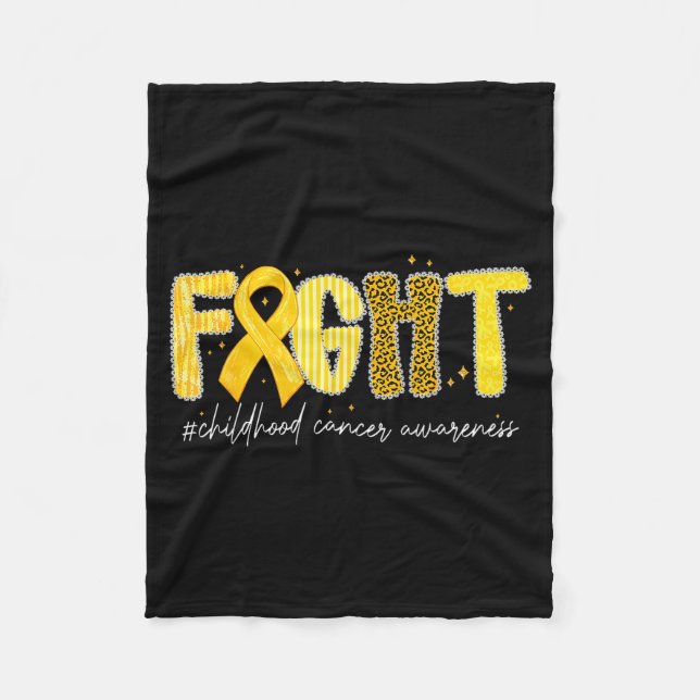 Fight Gold Ribbon Childhood Cancer Awareness  Fleece Blanket (Front)