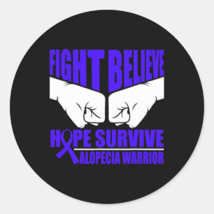 FIGHT HOPE SURVIVE ALOPECIA WARRIOR  CLASSIC ROUND STICKER