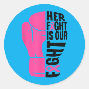 Fight Is Fight Boxing Gloves Breast Cancer Classic Round Sticker
