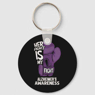 Fight Is My Fight Alzheimerheimer's Awareness Boxi Key Ring