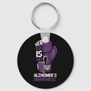 Fight Is My Fight Alzheimerheimer's Awareness Boxi Key Ring
