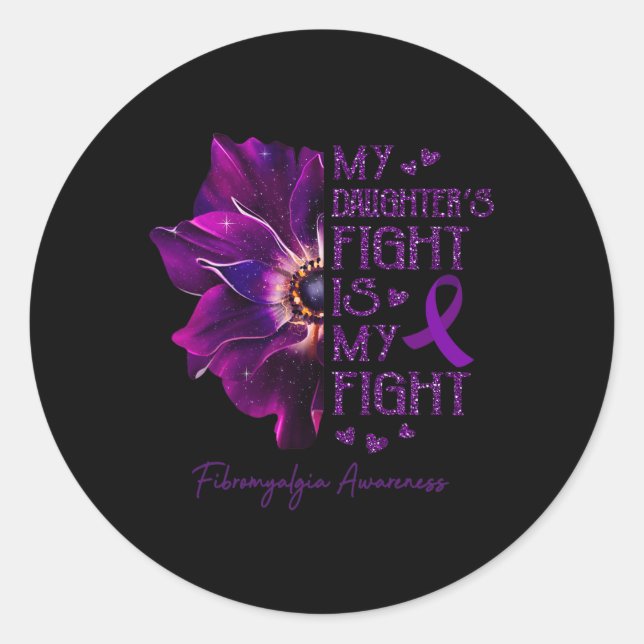 Fight Is My Fight Anemone Fibromyalgia Awareness  Classic Round Sticker (Front)