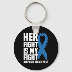 Fight Is My Fight Blue Ribbon Alopecia Awareness Key Ring