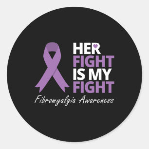 Fight Is My Fight Fibromyalgia Awareness Ribbon  Classic Round Sticker