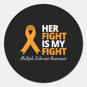 Fight Is My Fight Ms Awareness Orange Ribbon 1  Classic Round Sticker