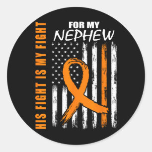 Fight Is My Fight Nephew Leukaemia Awareness Flag  Classic Round Sticker