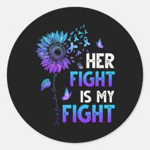 Fight Is My Fight Teal And Purple Ribbon Suicide A Classic Round Sticker