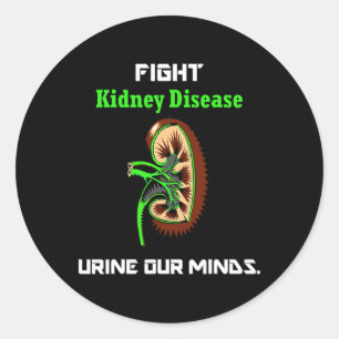 Fight Kidney Disease Awareness Warrior Fun Kidney Classic Round Sticker