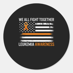 Fight Leukaemia Awareness Orange Ribbon Usa Flag W Classic Round Sticker
