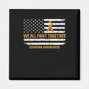 Fight Leukaemia Awareness Orange Ribbon USA Flag W Magnet