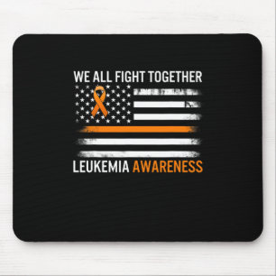 Fight Leukaemia Awareness Orange Ribbon Usa Flag W Mouse Pad