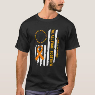 Fight Leukemia Awareness Orange Ribbon Usa Flag Wa T-Shirt