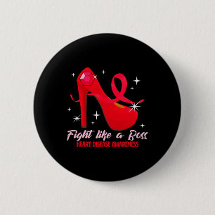 Fight Like A Boss Heart Health Heart Disease Aware 6 Cm Round Badge
