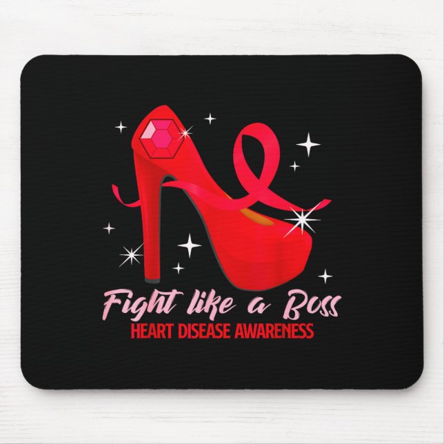 Fight Like A Boss Heart Health Heart Disease Aware Mouse Pad (Front)