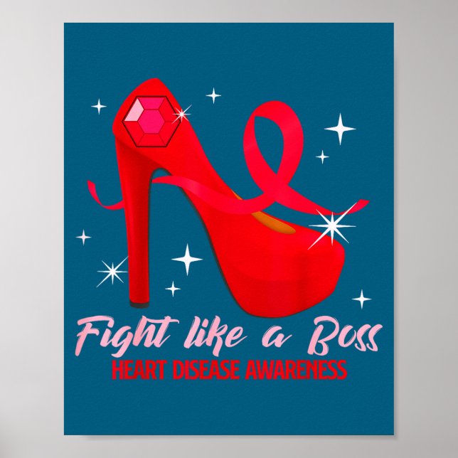 Fight Like A Boss Heart Health Heart Disease Aware Poster (Front)