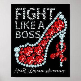 Fight Like A Boss Heart Health Heart Disease Aware Poster