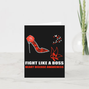 Fight Like A Boss N We Wear Red For Heart Disease Card