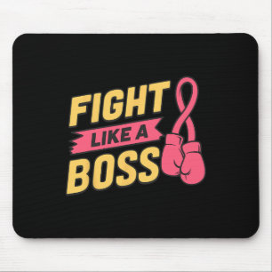 Fight Like A Boss Pink Ribbon Boxing Breast Cancer Mouse Pad