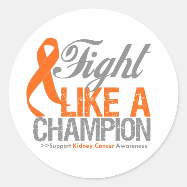 Fight Like a Champion Kidney Cancer Classic Round Sticker (Front)