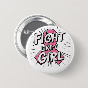 Fight Like a Girl   Breast Cancer Awareness Design 6 Cm Round Badge