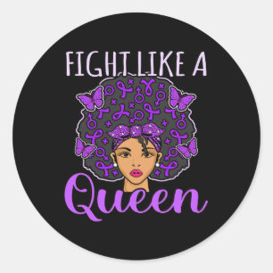 Fight Like A Queen Heimerheimer's Awareness Purple Classic Round Sticker