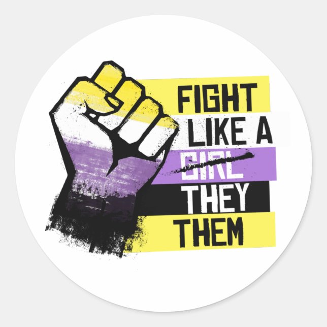 Fight like a They Them  Classic Round Sticker (Front)