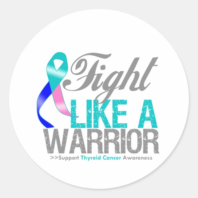 Fight Like a Warrior Thyroid Cancer Classic Round Sticker (Front)