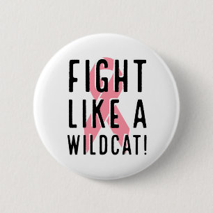 Fight Like A Wildcat Breast Cancer Awareness Pink  6 Cm Round Badge