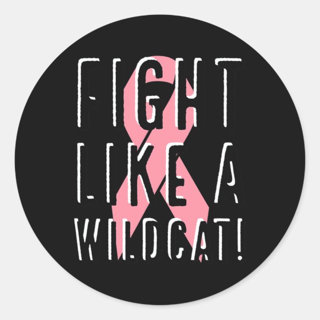Fight Like A Wildcat Breast Cancer Awareness Pink  Classic Round Sticker (Front)