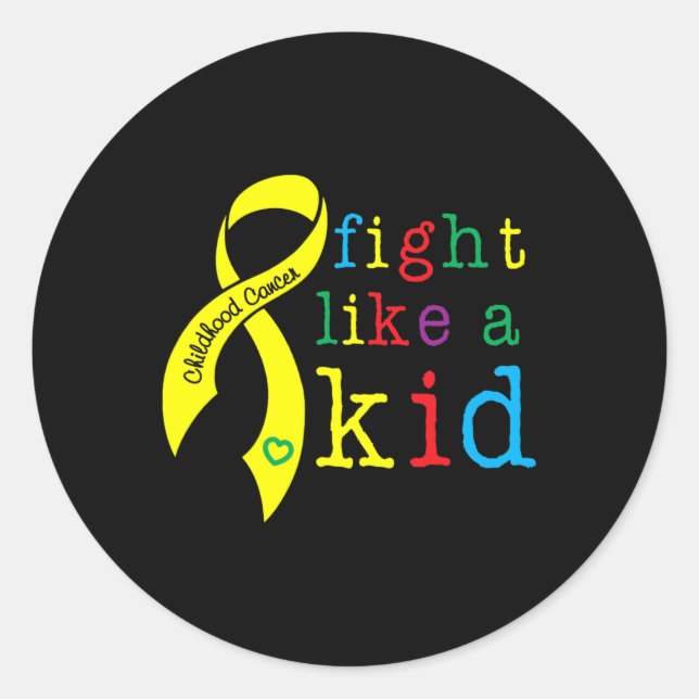 Fight Like Kid Childhood Cancer awareness retro Go Classic Round Sticker (Front)
