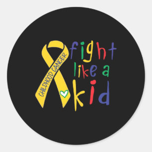 Fight Like Kid Gold Ribbon Childhood Cancer Awaren Classic Round Sticker