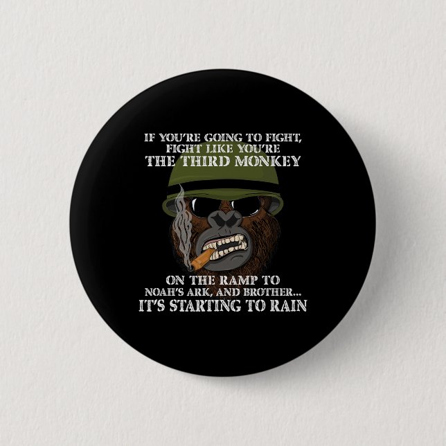 Fight Like The Third Monkey - Funny Boxing And Mma 6 Cm Round Badge (Front)