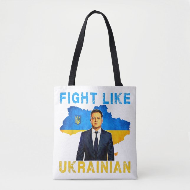 Fight Like Ukrainian I stand with Ukraine Volodymy Tote Bag (Front)