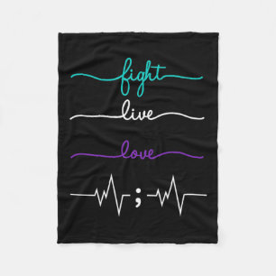 Fight, Live, Love Suicide Awareness Fleece Blanket