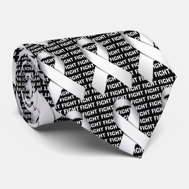 Fight Lung Cancer White Ribbon Tie (Rolled)