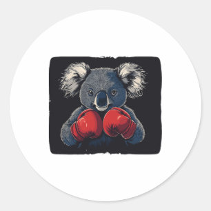 Fight Night With Koala Bear In Gloves Costume Classic Round Sticker