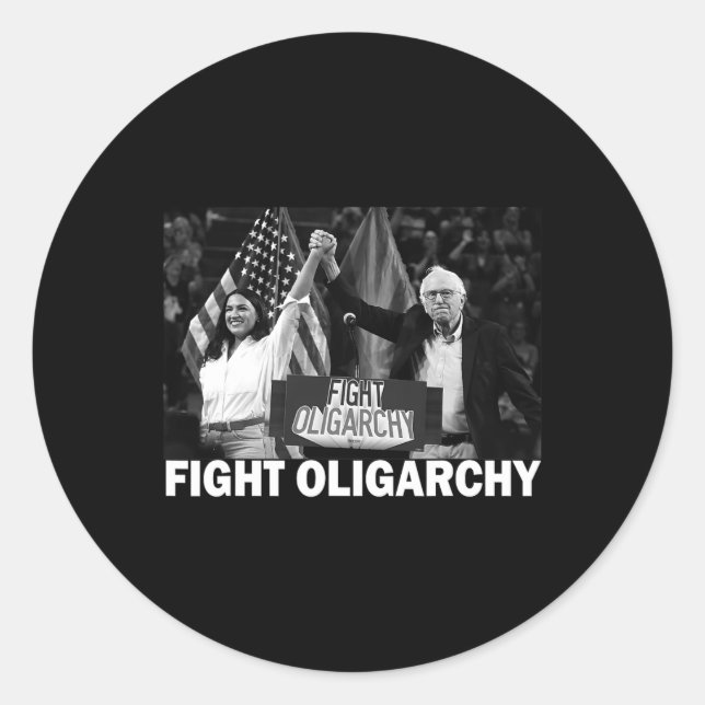 Fight Oligarchy Bernie Sanders And Aoc Freedom Us  Classic Round Sticker (Front)