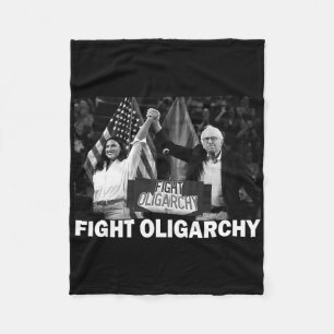Fight Oligarchy Bernie Sanders And Aoc Freedom Us Fleece Blanket