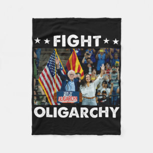 Fight Oligarchy Bernie Sanders And Aoc Freedom Us Fleece Blanket
