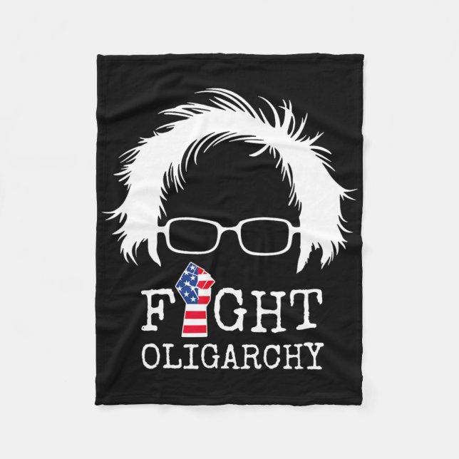 Fight Oligarchy Sanders And Aoc Freedom Us Anti Tr Fleece Blanket (Front)