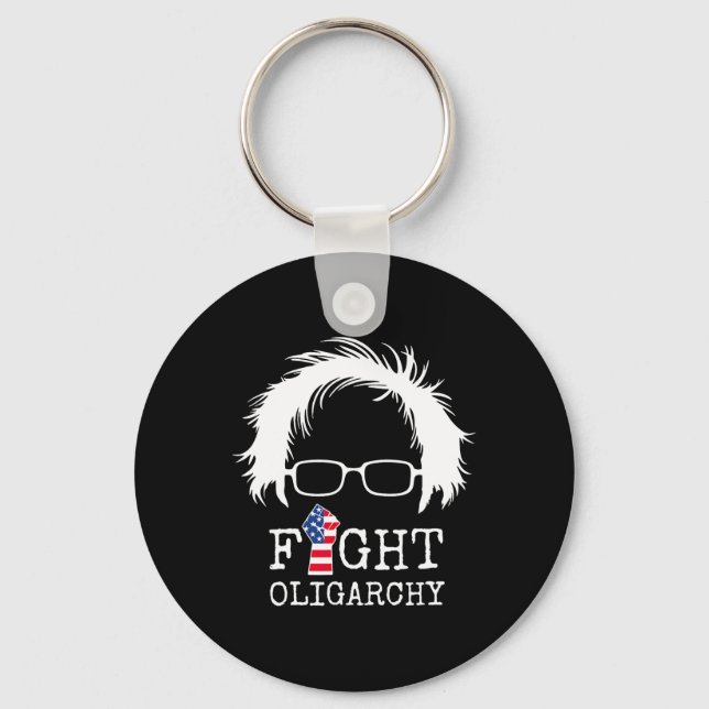 Fight Oligarchy Sanders And Aoc Freedom Us Anti Tr Key Ring (Front)