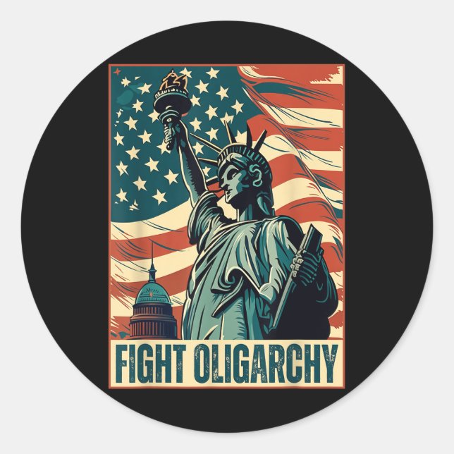 Fight Oligarchy - Stand Against Corporate Greed Ac Classic Round Sticker (Front)
