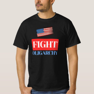 Fight Oligarchy – Vintage American Flag T-Shirt