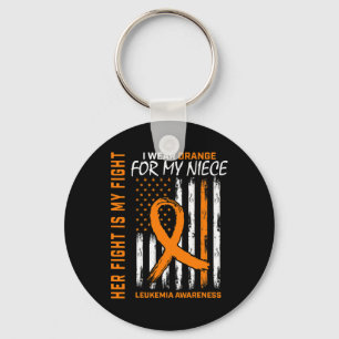 Fight Orange Leukemia Cancer Awareness Niece Ameri Key Ring
