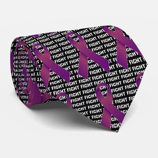 Fight Pancreatic Cancer Purple Ribbon Tie (Rolled)
